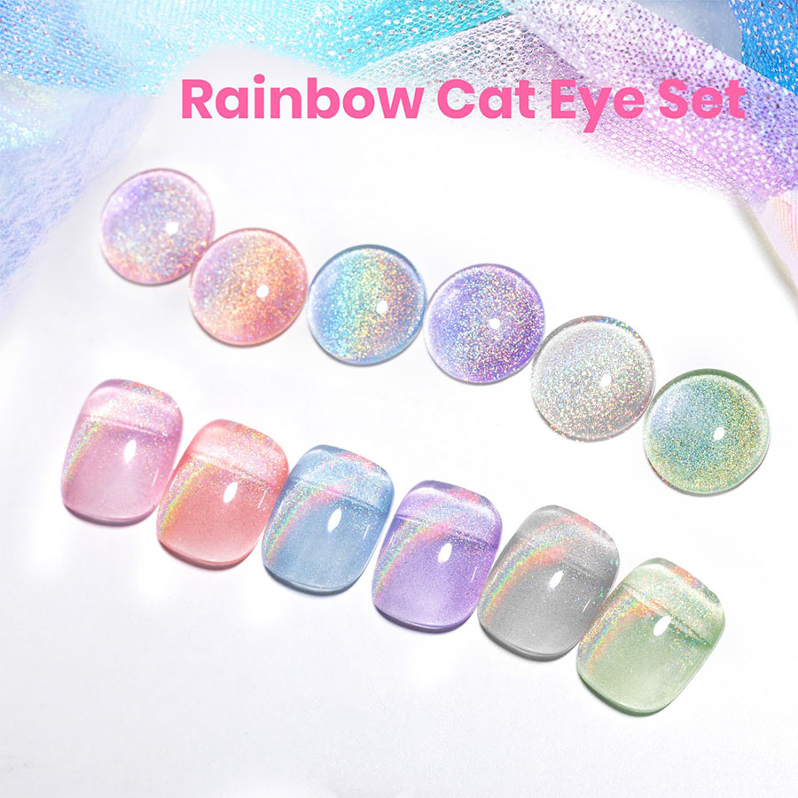 Nail Art Pink Cat Eye - QAZIXU 1/6 Pcs Set Cat Eye