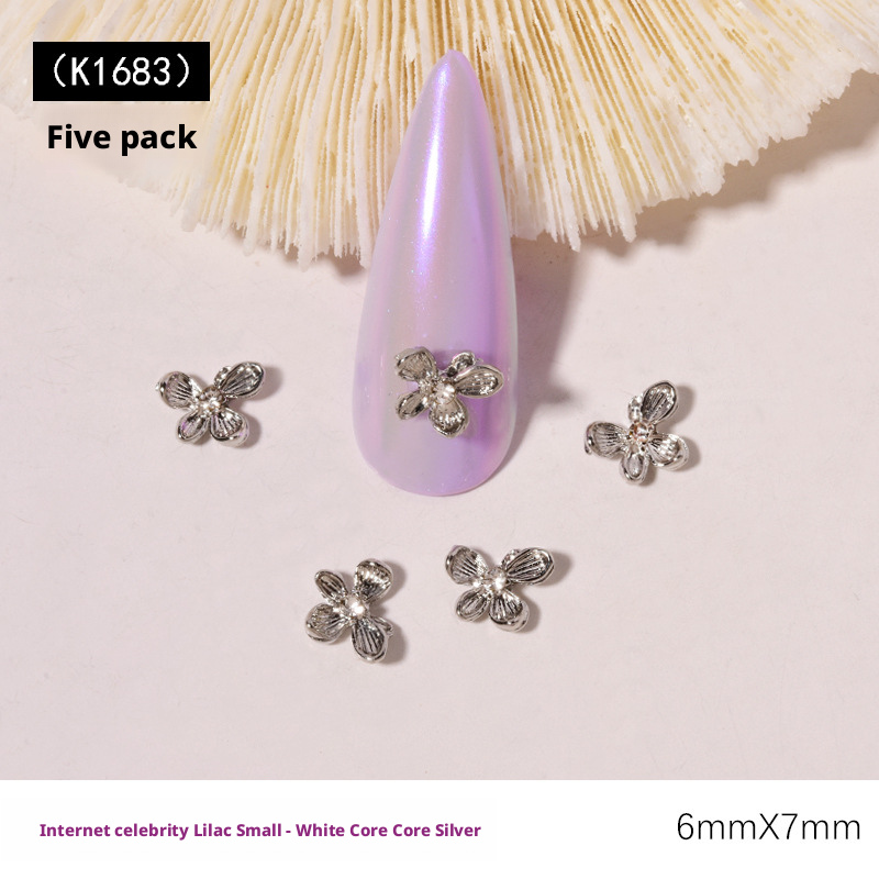 Nail Art Lilac - 10 Buah Y2K Bunga Lilac 3D
