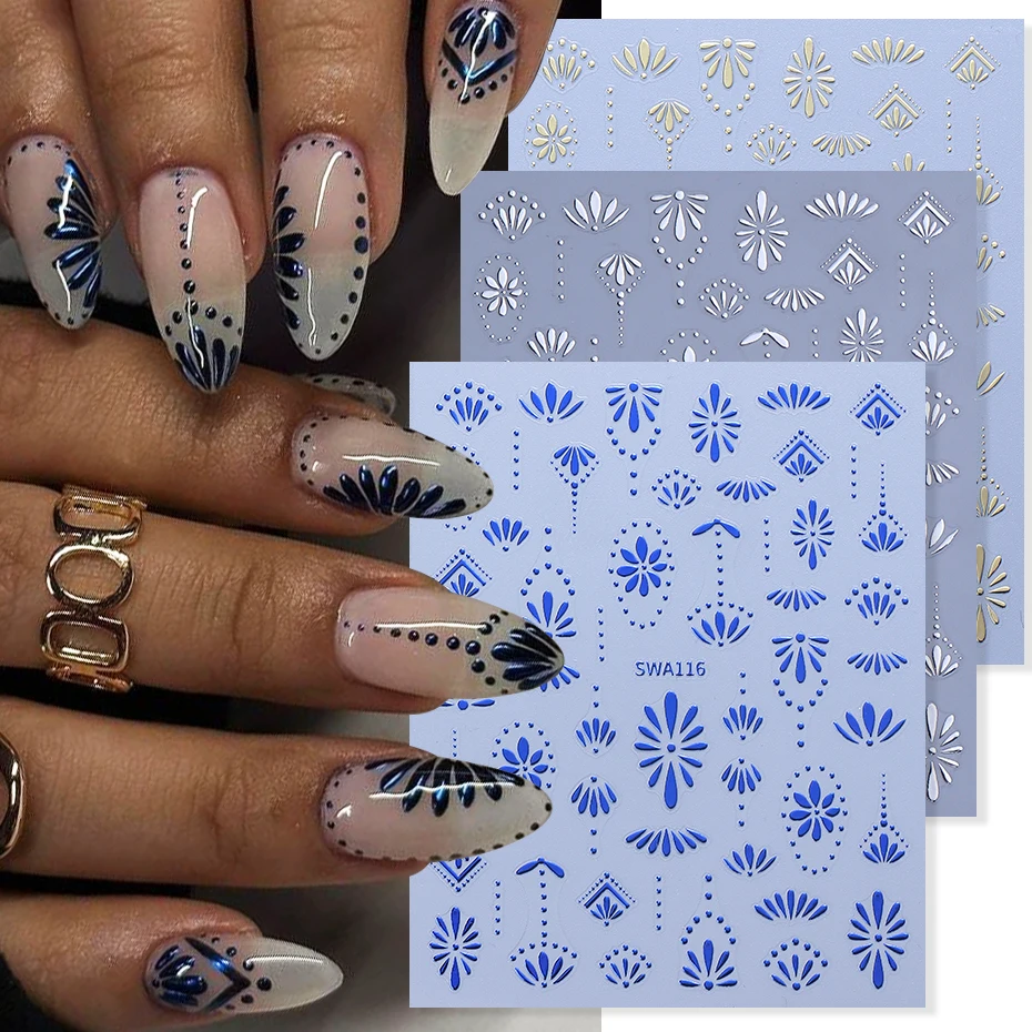 Nail Art France - 3 Buah Stiker Kuku Gaya Bohemian