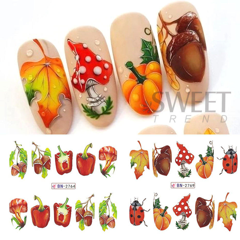 12 buah musim gugur stiker kuk - Nail Art France ulasan dan harga