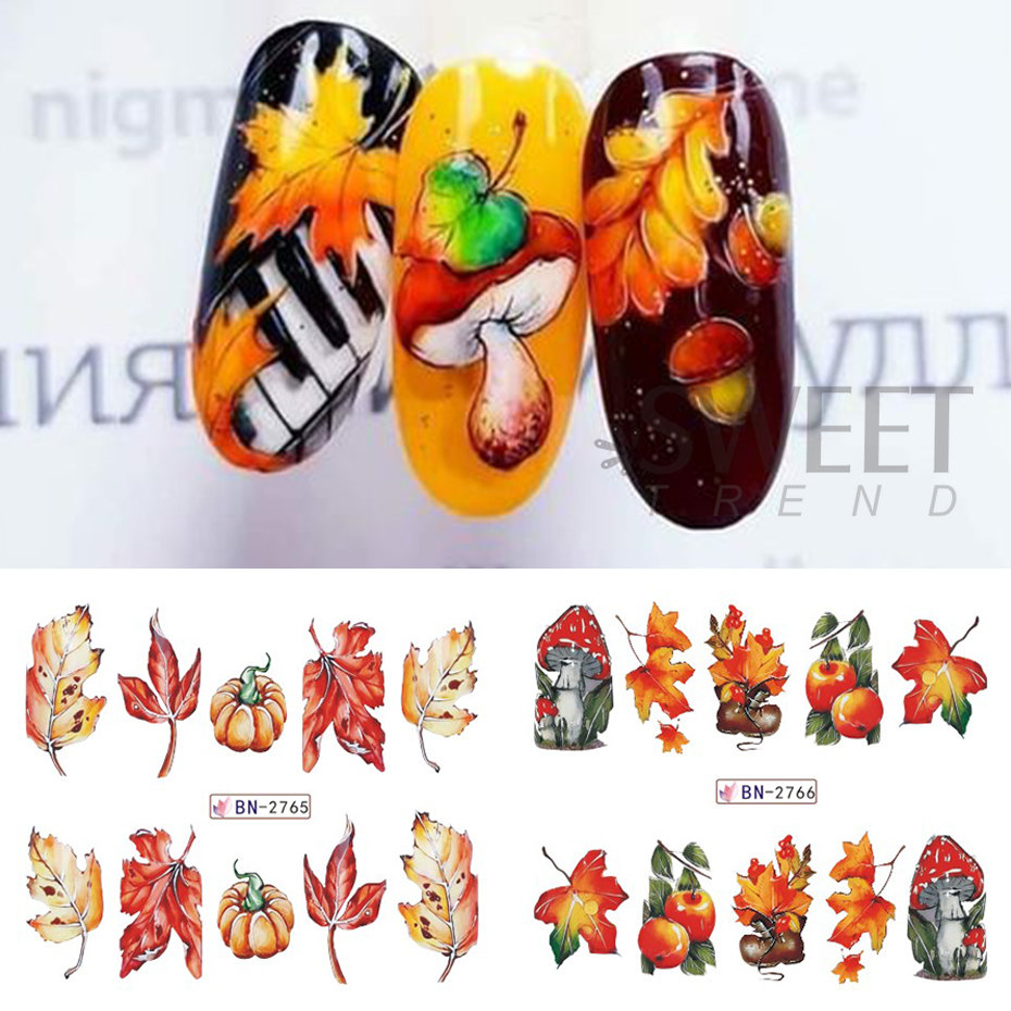 12 buah musim gugur stiker kuk - Nail Art France ulasan dan harga