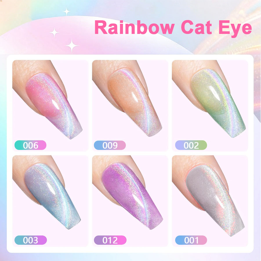QAZIXU 1/6 Pcs Set Cat Eye Gel - Nail Art Pink Cat Eye ulasan dan harga