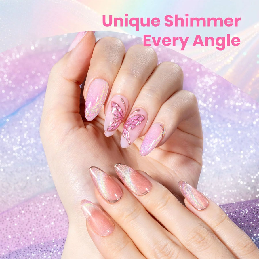 QAZIXU 1/6 Pcs Set Cat Eye Gel - Nail Art Pink Cat Eye ulasan dan harga