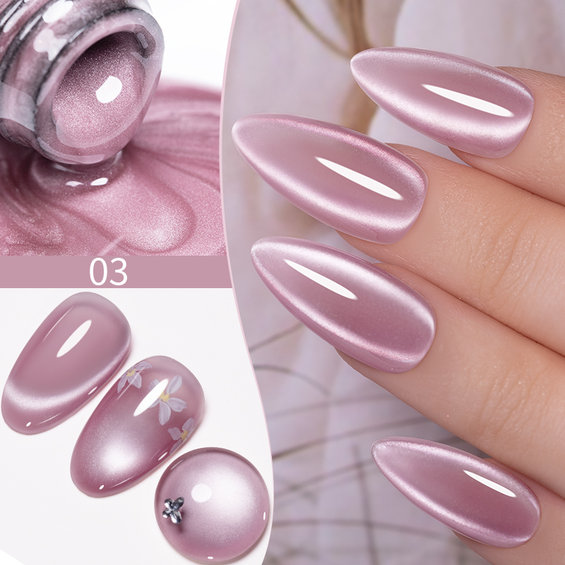 7.5ML Cherry Pink Jelly Glass  - Nail Art Pink Cat Eye ulasan dan harga