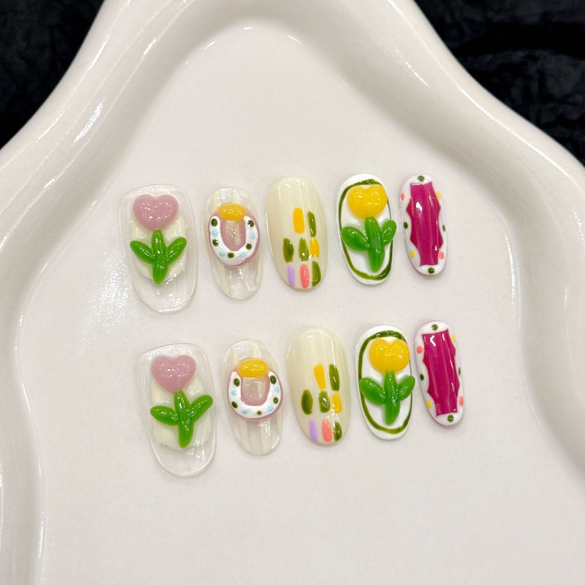 10 Buah Kuku Tekan Buatan Tang - Nail Art Pink Cat Eye ulasan dan harga