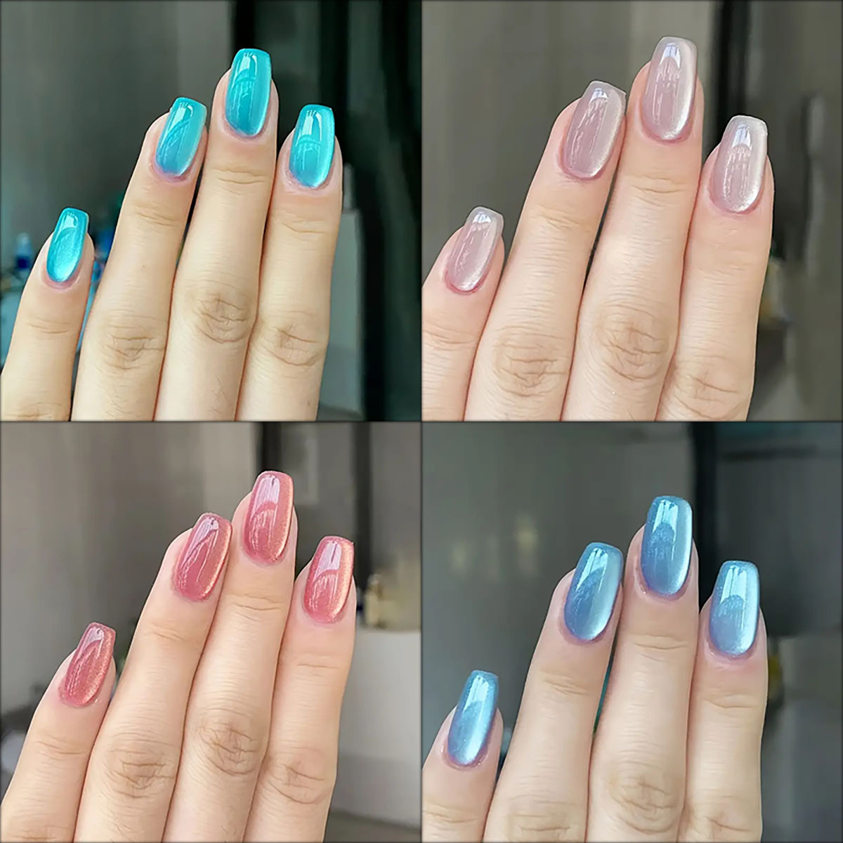 Kuku palsu balet persegi pende - Nail Art Pink Cat Eye ulasan dan harga