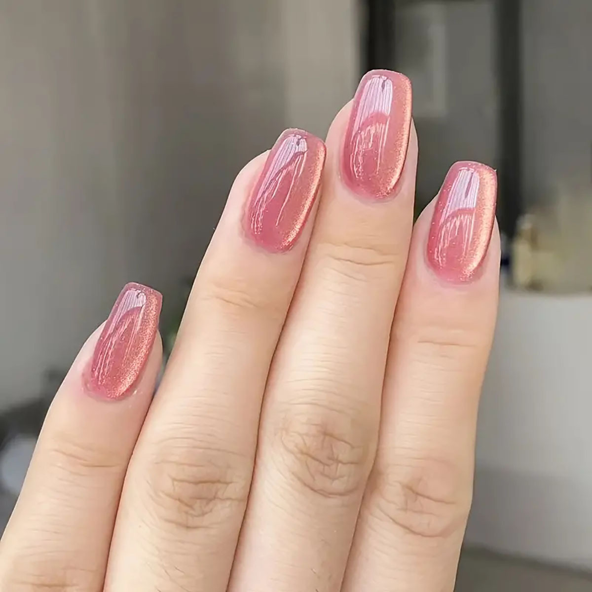 Kuku palsu balet persegi pende - Nail Art Pink Cat Eye ulasan dan harga