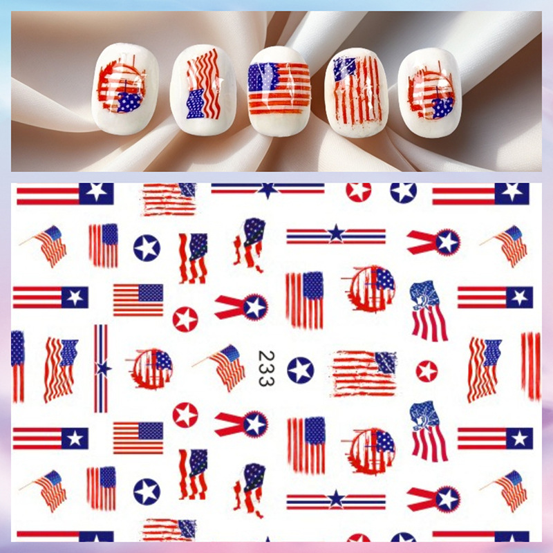 1 Lembar Stiker Kuku 4 Juli Ha - Nail Art France ulasan dan harga