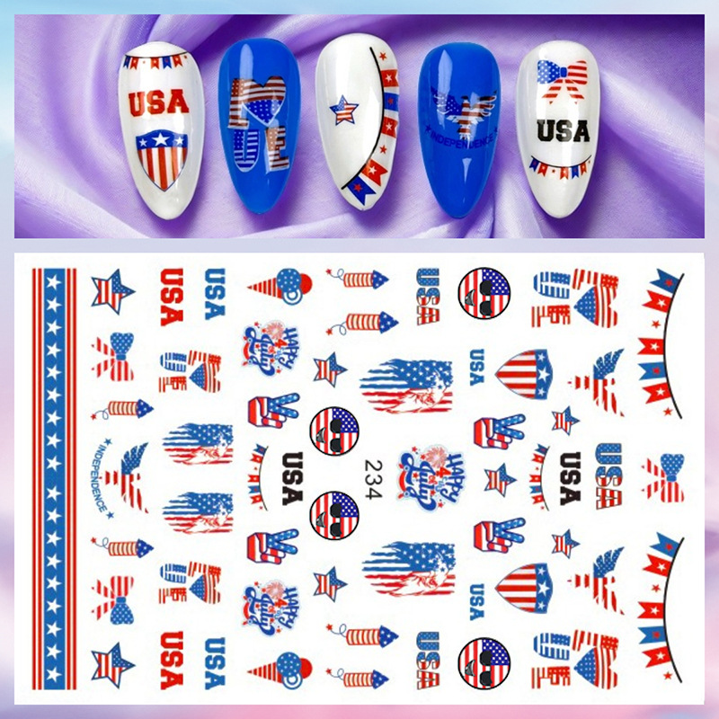 1 Lembar Stiker Kuku 4 Juli Ha - Nail Art France ulasan dan harga