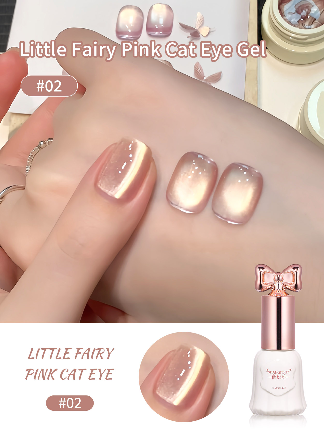 Set Kutek Gel Mata Kucing Pink - Nail Art Pink Cat Eye ulasan dan harga