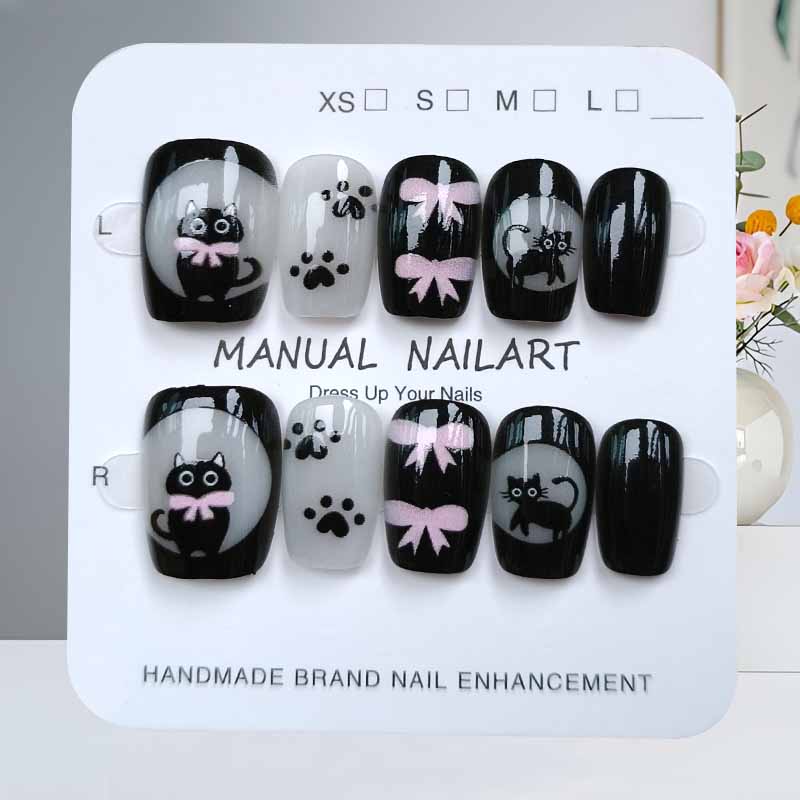 10 Buah Kuku Tekan Buatan Tang - Nail Art Pink Cat Eye ulasan dan harga