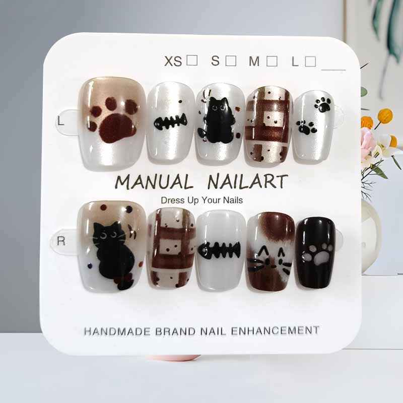10 Buah Kuku Tekan Buatan Tang - Nail Art Pink Cat Eye ulasan dan harga